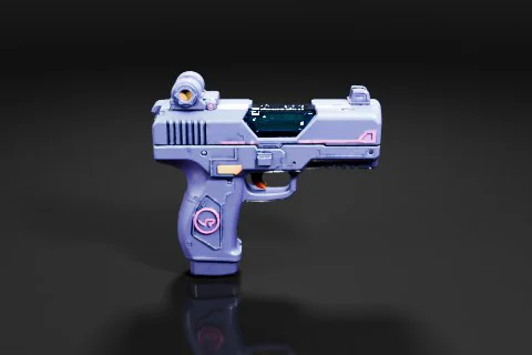 Futuristic-looking gun 3D model preview