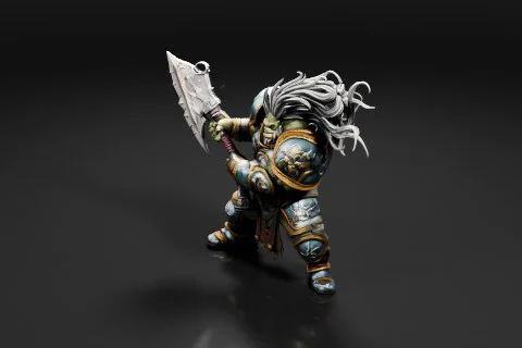 Miniature figurine of a warrior 3D model preview