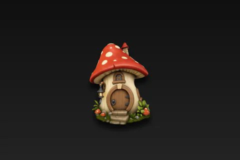 Small mushroom house 3D model preview