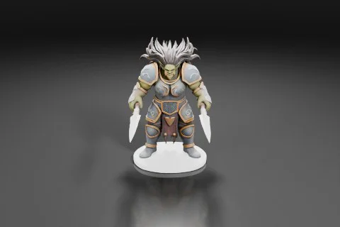 Miniature figurine of a warrior 3D model preview