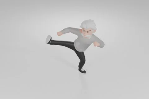 Elderly man in a dynamic pose 3D model preview