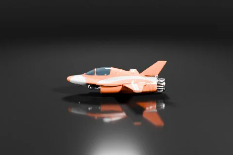 Small, futuristic orange and gray spacecraft features a streamlined cockpit 3D model preview