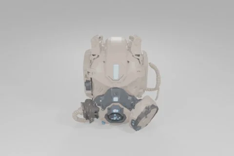 Futuristic-looking helmet 3D model preview