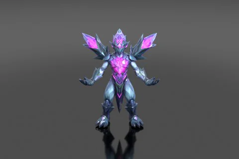 Stylized crystal golem construct with jagged amethyst shards forming its 3D model preview