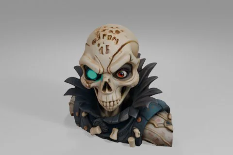 Skull-like figure with a menacing expression 3D model preview