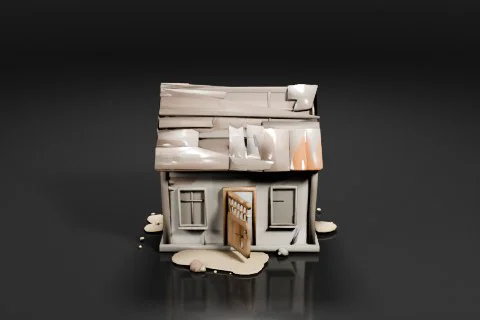 Small, abandoned house 3D model preview