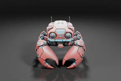 Robot-like creature with a pink and blue color scheme 3D model preview