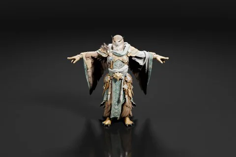 Mythical creature with wings spread wide 3D model preview