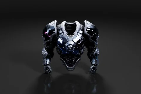 Futuristic robot-like figure 3D model preview