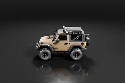 Beige-colored Jeep Wrangler JK 3D model preview