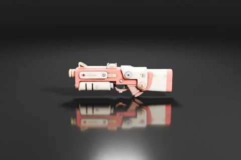 Pink and white toy gun 3D model preview