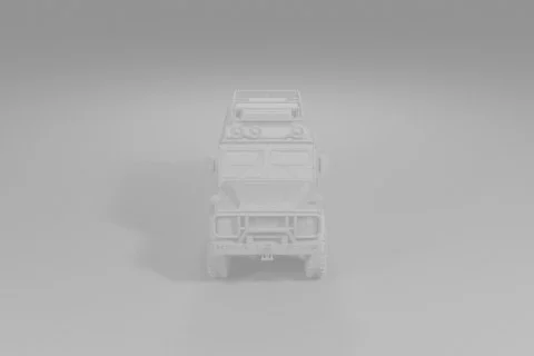 Black and white photograph of a toy car 3D model preview