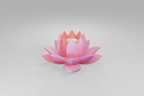 Pink lotus flower 3D model preview