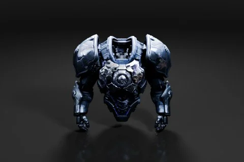 Futuristic robot-like figure 3D model preview