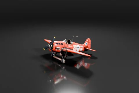 Small red biplane 3D model preview