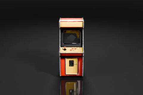 Photograph of a small arcade machine 3D model preview