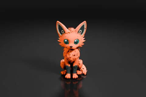 Small figurine of a fox 3D model preview