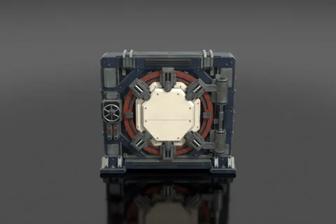 Scifi metal door with details 3D model preview