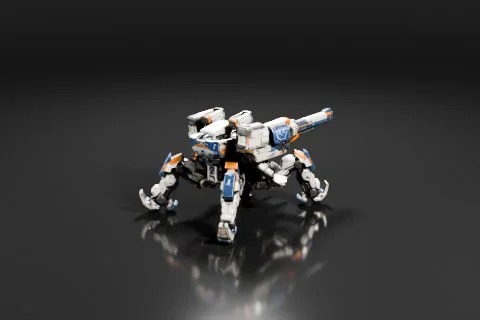 Robot-like creature with a black background 3D model preview