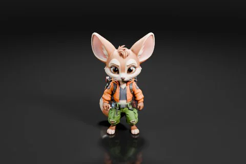 Small figurine of a fox 3D model preview