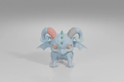 Small figurine of a blue dragon 3D model preview