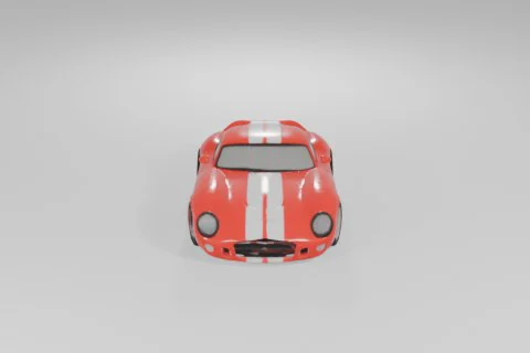 Red sports car with white stripes on the hood and body 3D model preview