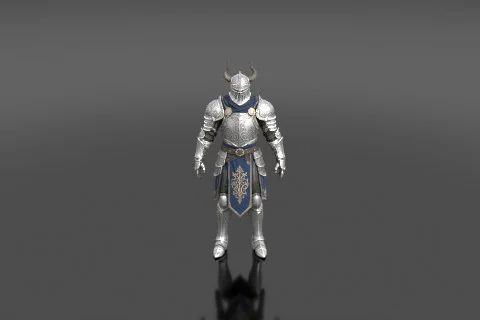 Medieval knight in full armor 3D model preview