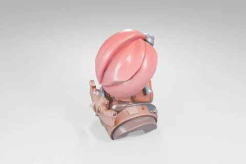 Small figurine of a pink helmet with a silver buckle on top 3D model preview