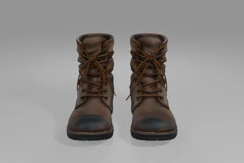 Pair of brown leather boots 3D model preview