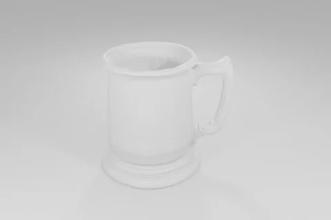White ceramic mug with a handle on one side and a spout on the other 3D model preview