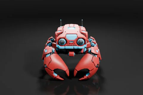 Robot-like creature with a red and blue color scheme 3D model preview