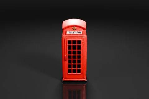 Red telephone booth, which is a type of British telephone box 3D model preview