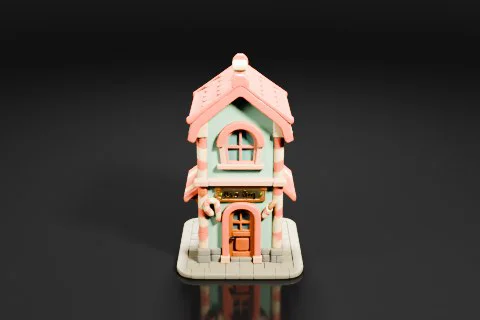 Small candy shop building 3D model preview