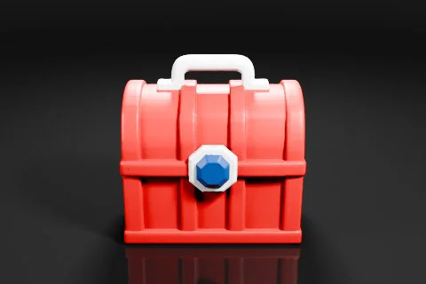 Red plastic toolbox with a white handle 3D model preview
