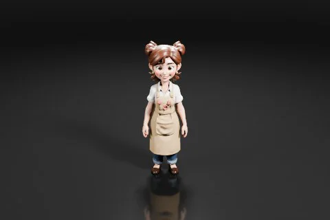 Small figurine of a girl 3D model preview