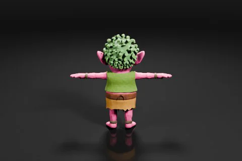 Small figurine of a character with green hair 3D model preview