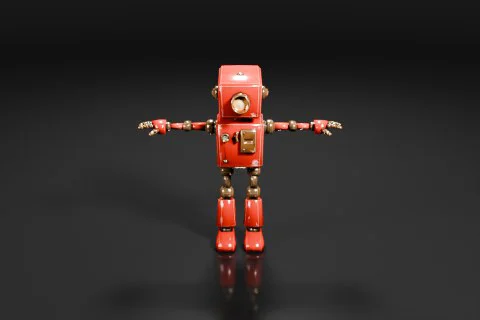Red robot-like figure with arms and legs 3D model preview