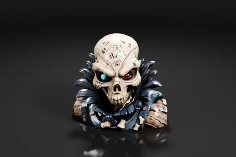 Skull-like figure with red eyes and sharp teeth 3D model preview