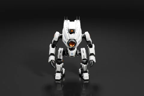 White robot with orange eyes 3D model preview