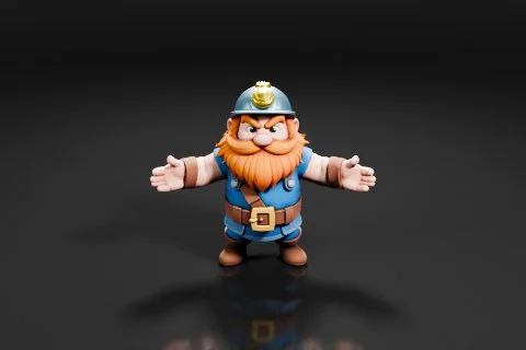 Cartoon character with a long orange beard and mustache 3D model preview