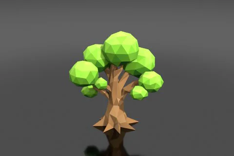 Low poly tree 3D model preview
