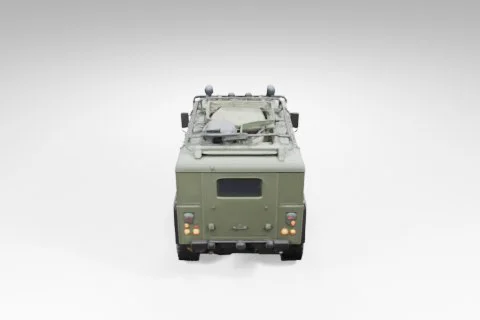 Military vehicle, specifically a Humvee, in a side view 3D model preview