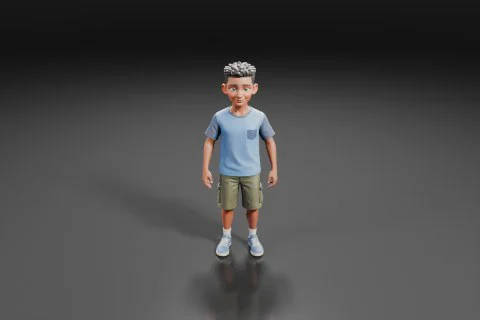 Young boy standing in a neutral pose 3D model preview