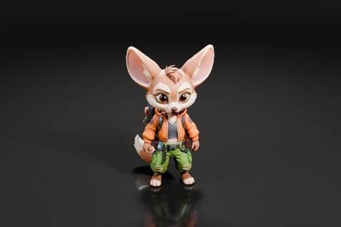 Small figurine of a fox 3D model preview