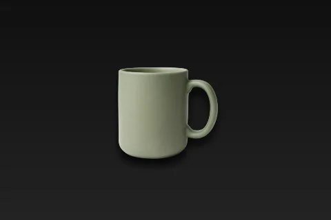 Light green ceramic mug with a handle on the right side 3D model preview