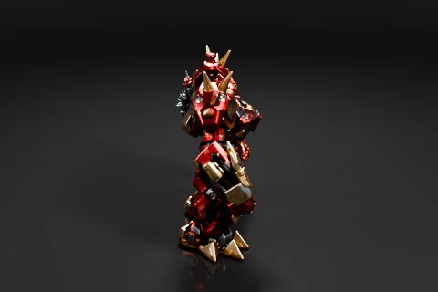 Red and gold robot-like figure 3D model preview