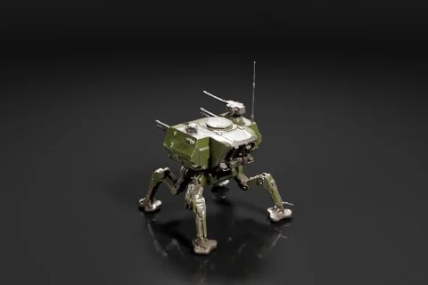 Robot-like creature with a green body and legs 3D model preview