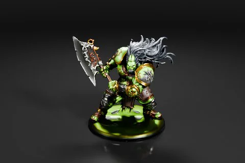 Miniature figurine of a dwarf warrior 3D model preview