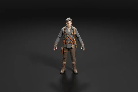 Man standing in a dark background 3D model preview