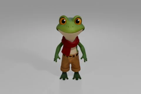 Cartoon frog 3D model preview